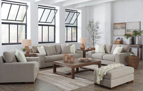 Maggie Sofa, Loveseat, Chair and Ottoman By ASHLEY Signature in Flax