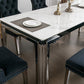 Willow Ceramic Marble Top With Stainless Chrome Legs Dining Table And 6 Celest Black Velvet Chairs