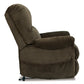 Shadowboxer Power Lift Recliner Chocolate with Backup Battery and Lay Flat Function By Ashley Signature