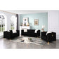 Celest Black with Gold Accents Sofa, Loveseat, and Chair Living Room Set