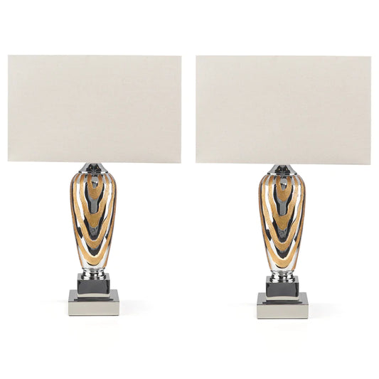 "Choras" 28 inch 1-Light Table Lamp with Chrome Base Set of 2