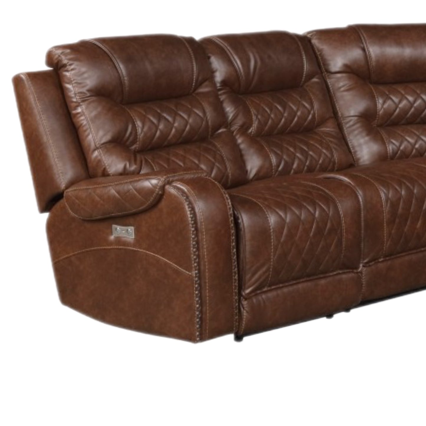 MCM New Luxurious Designer Nailhead 7 Seater Modular Power Sectional BACK ORDERED UNTIL FEB 2023