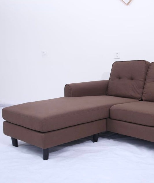 Leslie Classic Brown Mid Century Modern L-Shape Sofa Chaise