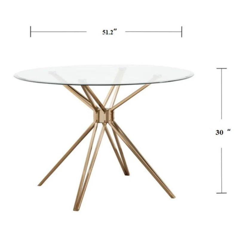 Melissa Glass And Gold Metal Dining Table