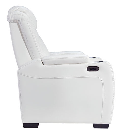 Party Time Power Recliner in White by Ashley Signature