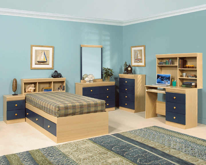 MADE IN CANADA The Alyssa Collection Patty's 8 PIECE Kids Captain Bedroom Set with Desk Maple and Blue OR CHOOSE YOUR OWN COLOUR PALLETTE!