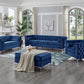 Sonia Deep Tufted Nailhead Sofa Set in Blue and Chrome