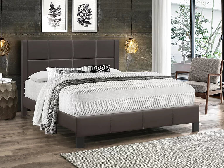 Vienna Espresso Double Leather Match Bed Set